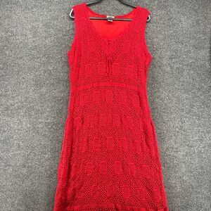 Monroe and Main Dress 2X Red Crochet Sleeveless Midi Fairy Cottagecore Feminine